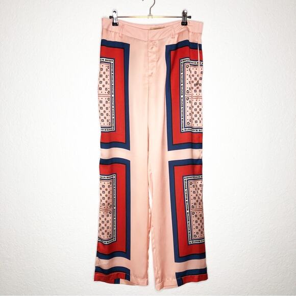 Scotch & Soda Maison Scotch peach pink red navy graphic print pants size Medium - Picture 1 of 16